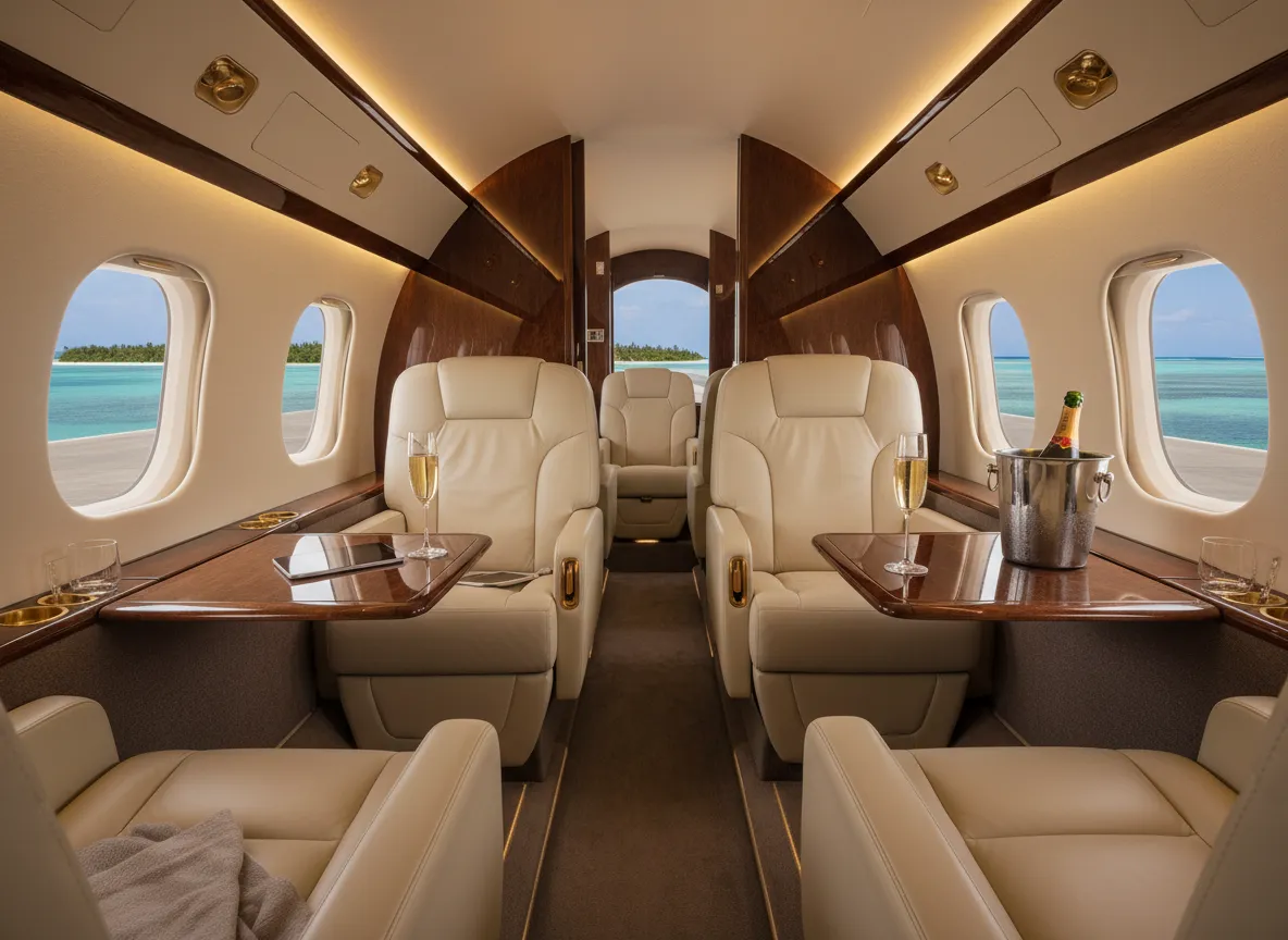 Luxury private jet interior